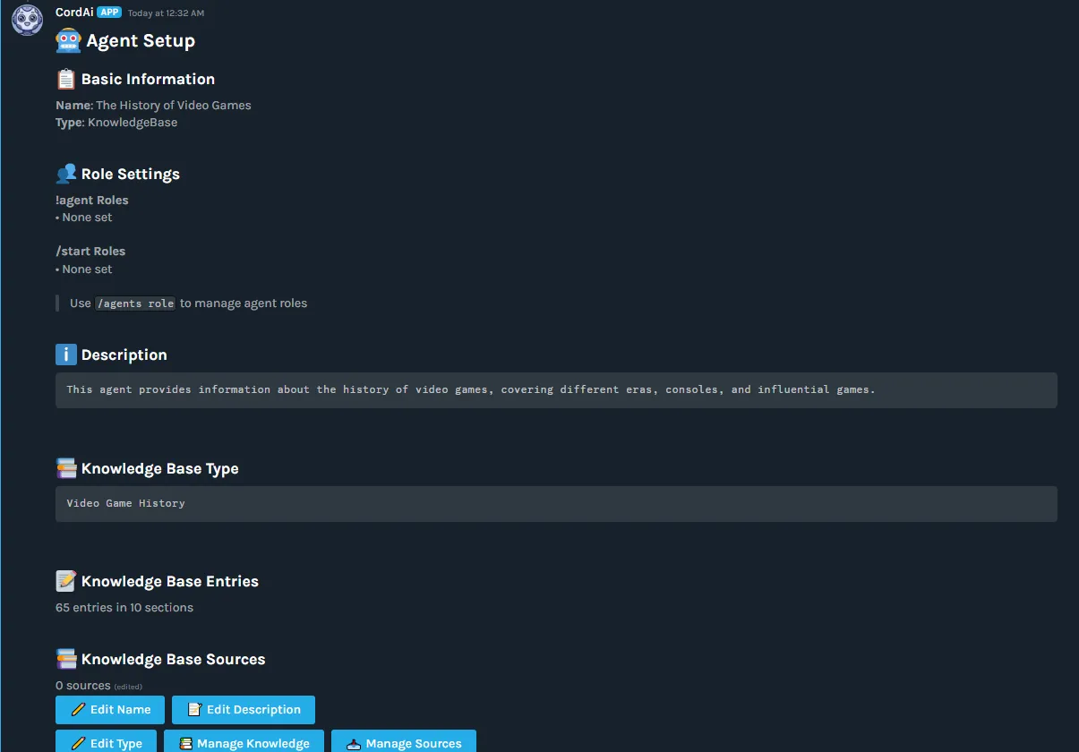 Agent configuration in Discord